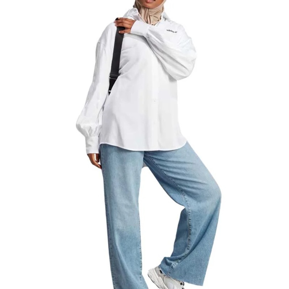 Adidas Archive Oversized 3 Stripe Button Down Shirt - Picture 4 of 5